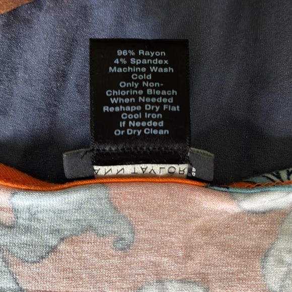 Ann Taylor Factory Orange, Grey, White Tropcal Print Tee Shirt Size L - Picture 4 of 4
